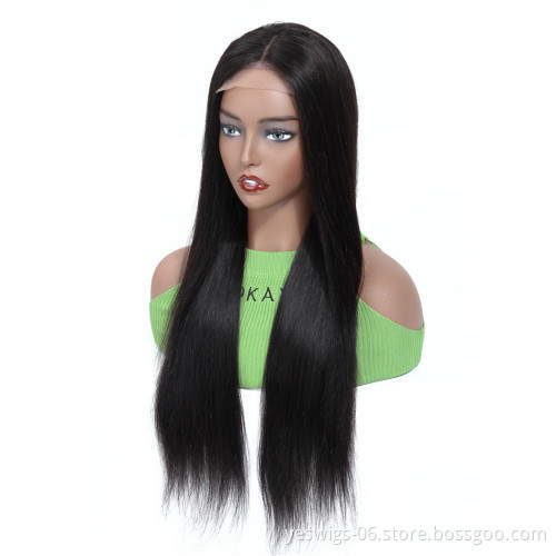 Peruvian Remy Hair Straight 4*4 Lace Closure Wigs for Black Women